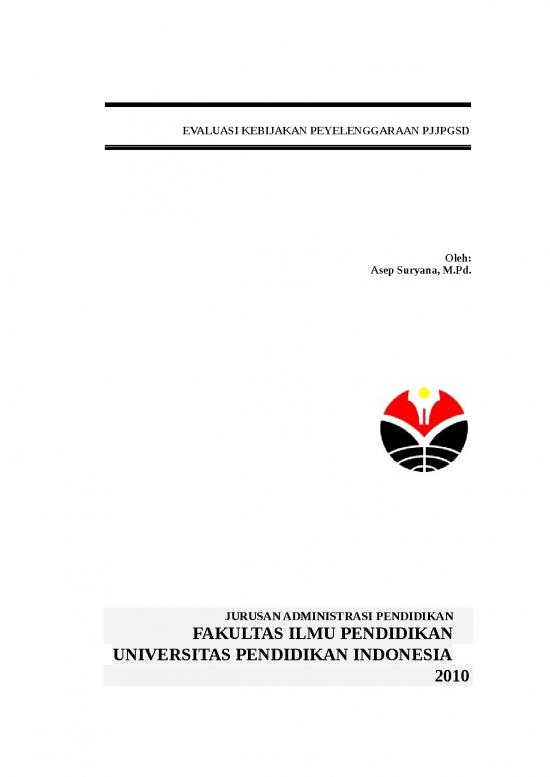 picture_Evaluasi Kebijakan Peyelenggaraan Pjjpgsd | Ilmu Kependidikan